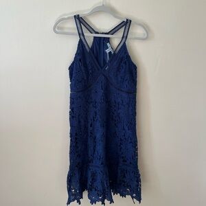 She + Sky Navy Lace Mini Dress